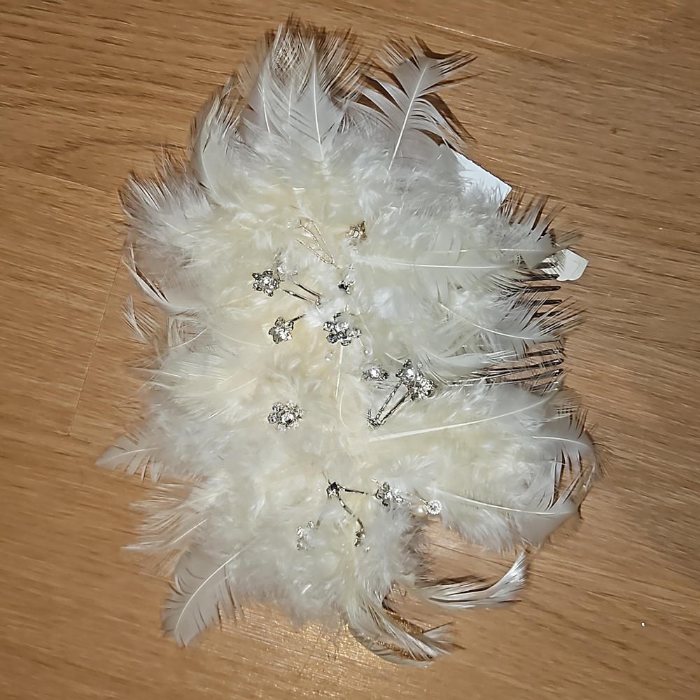 Boho feather bridal hair clip